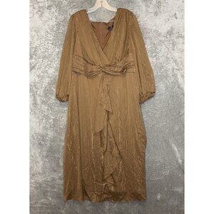 Women Shiny Metallic Fairy Whimsical Chiffon Surplice Maxi Dress 20 NWT Plus